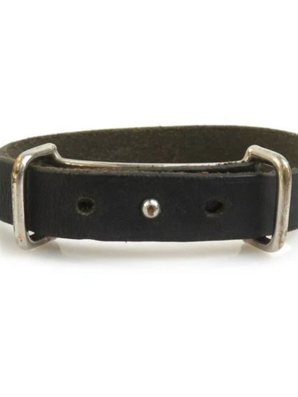Auth HERMES Bracelet Black/Silver Leather/Metal - e61497a